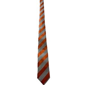 Gianni Antonio Uomo Tie, Brilliant Orange and Silver Striped Tie